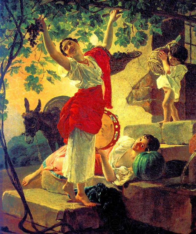 Karl Briullov Girl gathering grapes in the vicinity of Naples Spain oil painting art